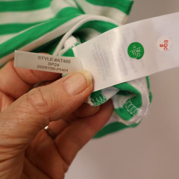 J. Crew AT466 Style Breton Girlfriend rewneck Tee  Size Small Green White - Picture 9 of 9